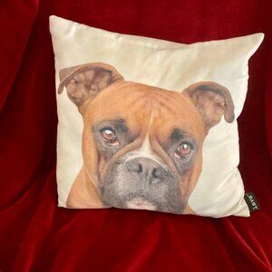 16" Square Pillow Boxer Dog Face Lava Cute